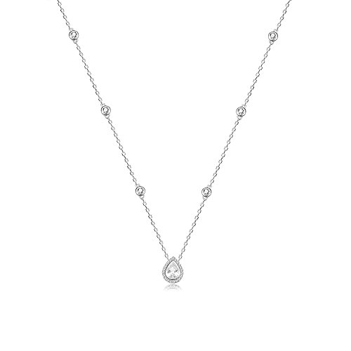 Sterling Silver Waterdrop Pear Shape Pendant Droplet Necklace