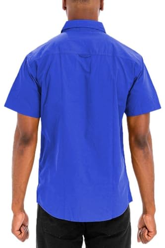 Men's Shirts - Mens Royal Blue Two Pocket Button Down Shirt3