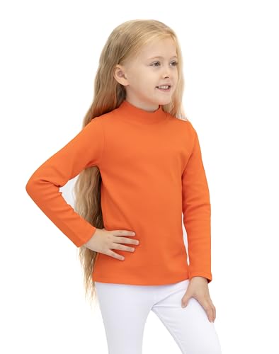 Image of Lilax Girls' Basic Long Sleeve Mock Turtleneck Cotton T-Shirt