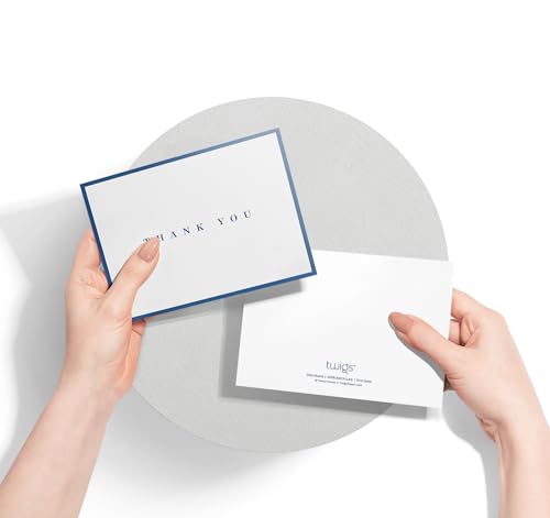 Image of Twigs Paper Simple Thank You Cards, 12 Blank Note Cards with Envelopes | Small size, gratitude & appreciation notes, minimalist design, all-occasion stationery, bulk value set