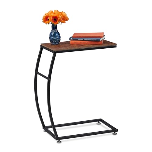 Relaxdays Beistelltisch Industrial Design, C-Form, HBT 58,5 x 47,5 x 25 cm,...