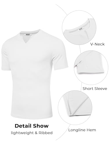 COOFANDY Mens Muscle T-Shirts V-Neck Slim Fit Workout Shirt Short Sleeve Longline Gym Athletic Tee Shirts3