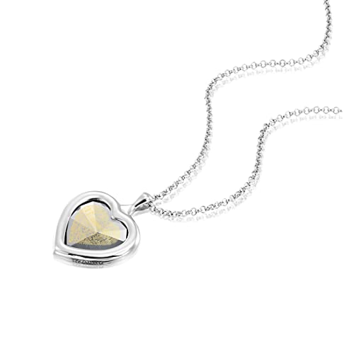 Nanostyle 925 Sterling Silver Heart Pendant I Love You Anniversary Necklace For Wife Pure Gold Inscribed In 120 Languages On Romantic Clear Heart-Shaped Cubic Zirconia Gemstone, 18" Rolo Chain #TOP5