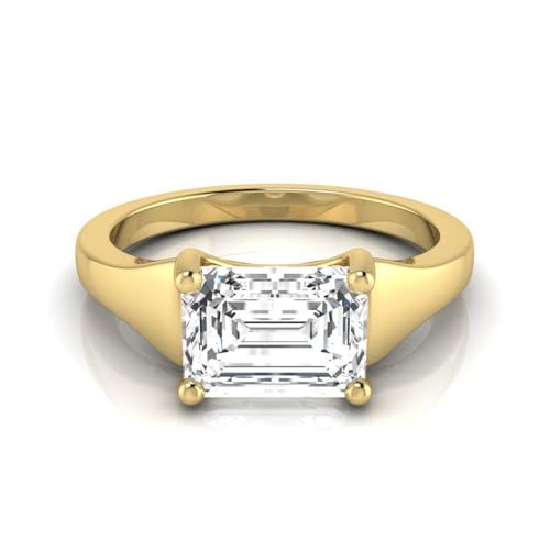 IGI Certified 2 Carat Emerald Cut East West Lab Grown Diamond (F, VVS2) 14K Gold Solitaire Engagement Wedding Ring For Womens2