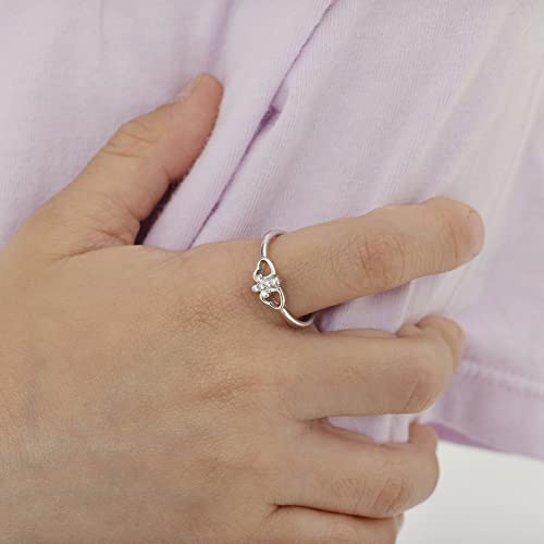 925 Sterling Silver Size 2-5 Religious Tiny Cross Cubic Zirconia Heart Rings for Girls - Beautiful Cross & Hearts Ring Bands for Young Girls - Faith CZ Cross Jewelry for Children & Preteens3