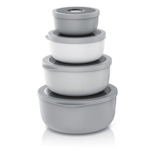 Arendo - Vorratsdosen Set mit Deckel – 4er Set - Salatschüssel Rührschüssel - Schüssel Set in verschiedenen Größen – lebensmittelecht – Spülmaschinen und Mikrowellen geeignet – rund 0,35 bis 2 Liter