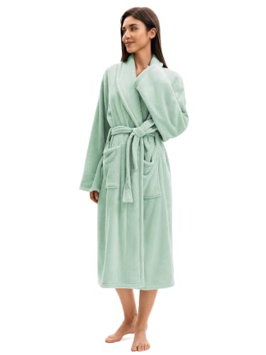 Image of Soft Robe For Women,Warm Plush Bath Robes Female,Spa Towel After Shower Lightweight Long Bathrobe