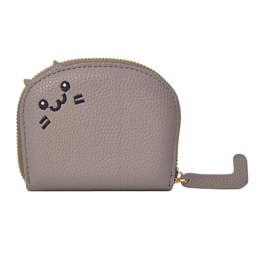 Cat Shape Card Holder Small And Cute Multi-card Slot Cartoon Coin Purse(Elephantgray)