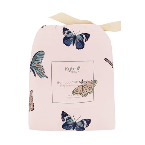 Image of Kyte Baby Soft Crib Sheet - Standard Fitted Crib Sheet Made with Rayon from Bamboo, Ultra-Gentle and Breathable (Blush Butterfly)