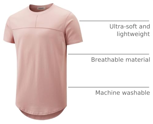 Image of YININF Men's T-Shirts Hipster Short Sleeve Solid Color Crew Neck Cotton Soft Fitted Tees