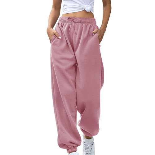 Pantalon en lin confortable femme XXL ample anti-chaleur rose