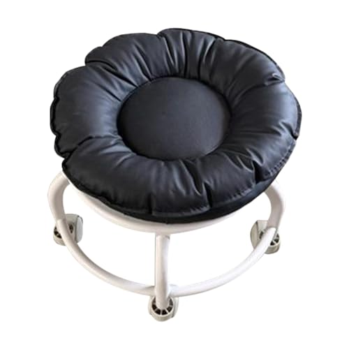 RMWHGDUL Taburete Bajo Giratorio de 360° con Asiento Rodante, Taburete para Tareas Domésticas, Silencioso, Estable, Silla Giratoria Infantil para Sala de Estar, Negro, Individual
