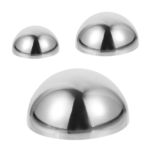 Milisten 3 Piezas Bolas Decorativas de Acero Inoxidable Huecas Media Esfera Pulida Espejo para Jardín Hogar