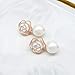 Gold Camellia Flower Pearl Drop Earrings – Elegant Designer-Inspired Dangle Earrings for Women Gift