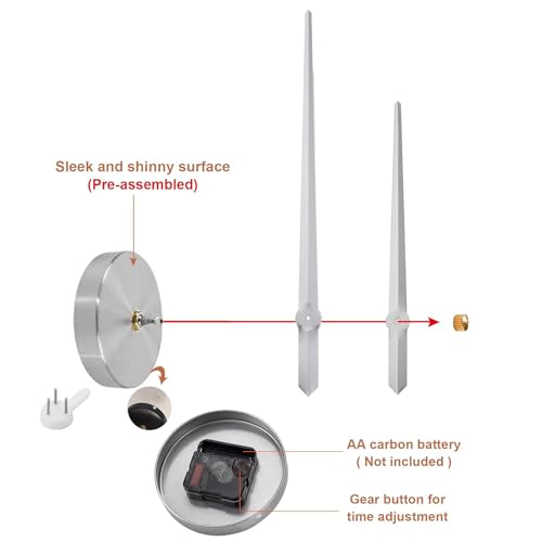 AILILIFE 3D Clock Hands, DIY Large Clock Movement Mechanism with 12 Inch Long Spade Hand, 3D Wall Clocks Home Decor