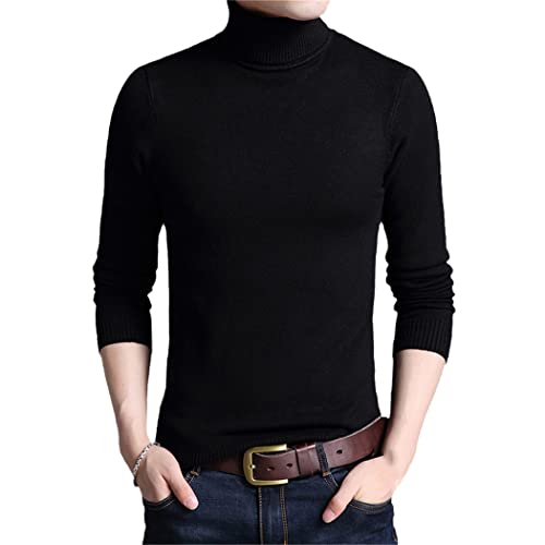 Chandail à col roulé élégant pour vos sorties d'hiver pull noir homme L