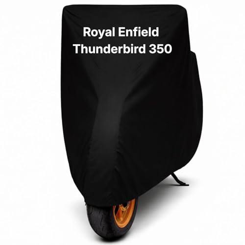 Image of Bike Body Cover for Royal Enfield Thunderbird 350 Waterproof & Dustproof Scooter Cover UV Resistant, Heat Resistant & All Weather Protection Heavy Duty Triple Stitched Two Wheeler Cover (Black)
