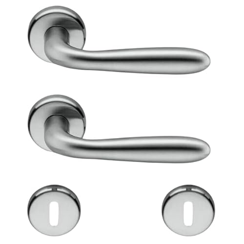 Brackle Coppia di Maniglie per Porte Interne, Modello Patri A Goccia Cromo Satinato