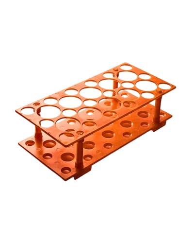 LabFuhxo Polypropylene Centrifuge Tube Rack, Test Tube Rack, Centrifuge Tube Holder for 10ml, 15ml, 50ml, Detachable Plastic Stand, 28 Wells(1 Piece,Blue or Orange, Random Colour)