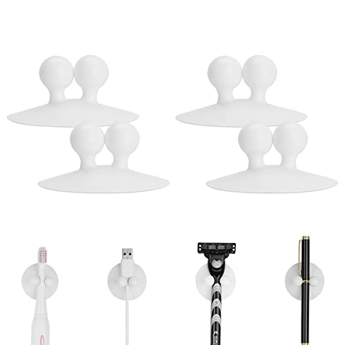 Luexbox 4 Pcs Suction Cup Toothbrush Holder For Mirror, Electric Toothbrush Hanger Wall Mounted For Bathroom, Waterproof Multifunctional Hook For Towel, Key And Razor #TOP20