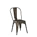 Yaheetech Metal Dining Chairs Set of 4, Industrial Stackable Kitchen Chairs with Back for Dining Room/Restaurant/Bistro/Patio, Indoor & Outdoor Use, Gun Metal