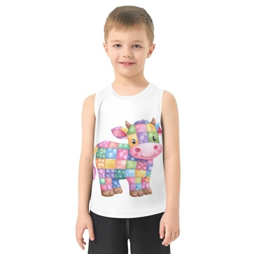 Patchwork Cow Boys Tank Tops Toddler Boys' Assorted Sleeveless Tank Tops for Sports,3T2