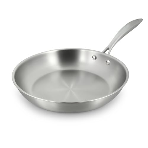 MENASTYL - Poêle inox 18/10 Triply 28cm tous feux dont induction fabriquée en France - sans PFAS...