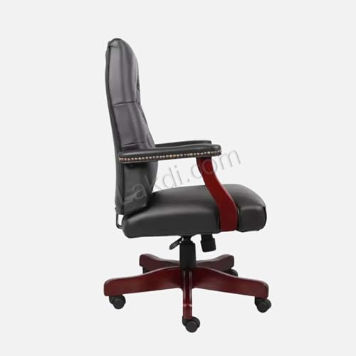 Image of Lakdi The Furniture Director & Executive Office Chair Tufted Design Made in Solid Wood with Leatherette Upholstery & Armrest with Height Adjustable Chair - Black - 111011309 Black