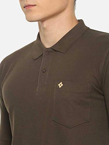 Image of Dollar Men's Pack of 1 Solid Cotton Blend Polo Neck T-Shirt