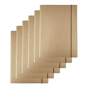 D.RECT - 6 Stück Sammelmappe Dokumententasche aus Pappe Kraftkarton Kartonmappe Eckspannermappe Ordnungsmappe Zeichenmappe mit Gummiband 300g