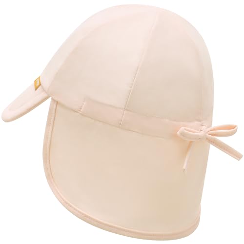 Image of UPF 50+ Baby Sun Hat, Neck Flap Protection for Toddlers | UV shield, stretch nylon spandex, adjustable back drawstring, machine washable, foldable for beach travel, sizes 0-5T
