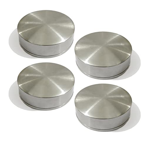 Image of Rustproof Airtight Stainless Steel Lids - Silver Caps for 750ml and 500ml Glass Water Bottles (55 mm - Diameter Cap, Set of 4)