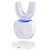 U-Shaped Ultrasonic Electric Toothbrush for Adults, Full Mouth 360° Auto Cleaning Design with LED Light, Self Brushing, Waterproof,Hands-Free Operation for Daily Oral Care(White)