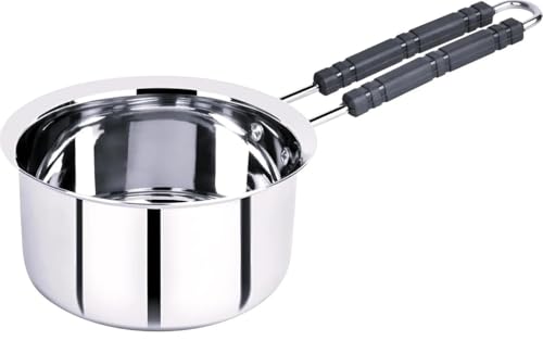 Image of Stainless Steel Sauce Pan, Tea Pan, Milk Pan Heavy Guage 1 Litre (Gas Stove Friendly), Silver 22 Gauge, Weight 360g