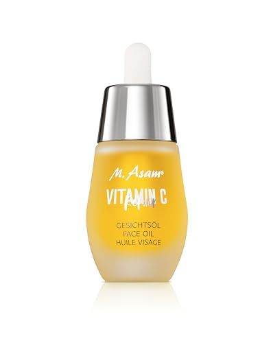M. Asam Aceite facial reparador de vitamina C (30 ml) – Lujoso aceite de vitamina C para pieles exigentes, suero de vitamina C con retinol, aceite de argán, vitamina A y espino amarillo