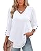 XIEERDUO Plus Size Womens Clothing 3/4 Sleeve Blouses for Women 2025 V Neck Tops Business Work Casual Beach Vacation Fall Fashion Clothes Teacher Outfits A-White 3XL