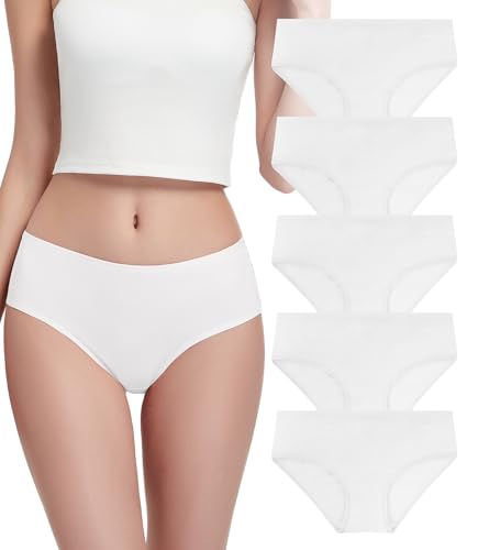 Bobelle Unterhosen Damen Baumwolle 5er Pack, Atmungsaktiv Unterwäsche Bequeme Slips Weich Frauen Panties Stretch M
