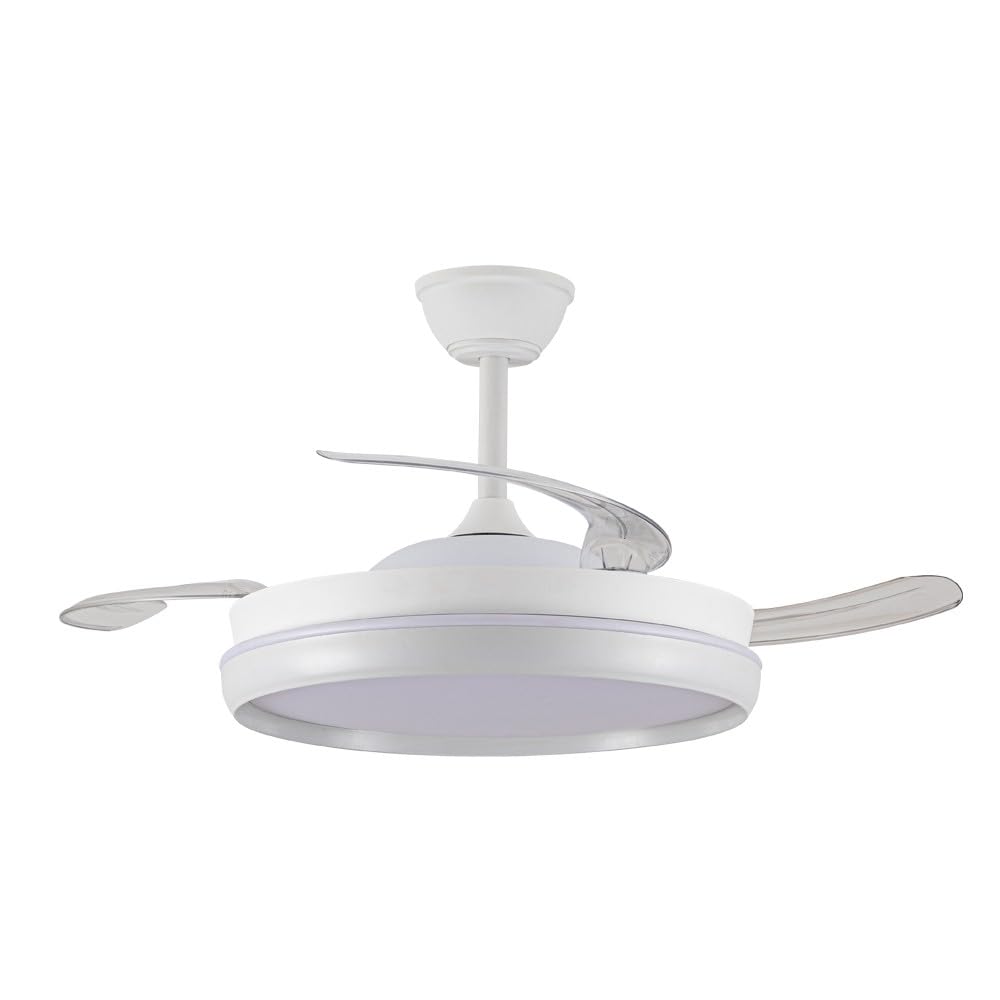 wonderlamp - Ventilador de techo con aspas retráctiles, Smart Control APP + Mando a distancia, Ventilador silencioso con luz LED Michu Evo 72W, Memoria de encendido, 3CCT, Intensidad Regulable