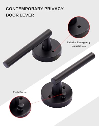 Image of Lethato 1 Pack Black Door Handles Interior, Matte Black Interior Door Handle, Heavy Duty Black Lever Door Handle Interior for Bedroom /Bathroom