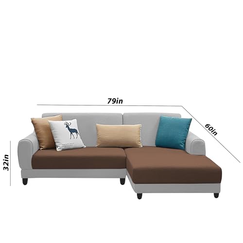 Image of Kraven RHS 4 Seater L Shape Sofa Set for Living Room (Brown Grey Fabric) Premium Fabric Sofa