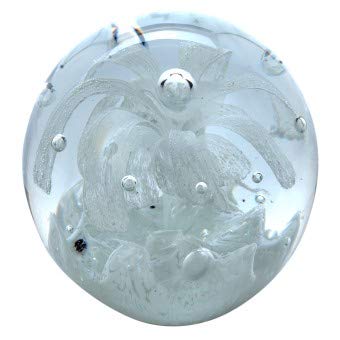 my-gschenk Presse-Papier en Forme de Boule de rêve Motif Fleur Blanche sur Fond Blanc