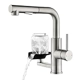 Waschtischarmatur LakeBayMZC Mit Glasspüler Ausziehbar Einhebelmischer Dual-Auslauf,304 Edelstahl Wasserhahn bad Armatur Spültischarmatur Für Waschbecken im Badezimmer,Küchenarmaturen und Bars