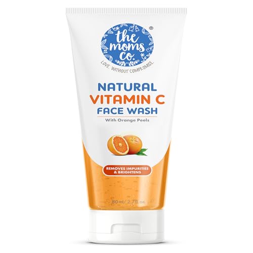 Image of The Moms Co. Natural Vitamin C Face Wash | With Orange Beads With Orange Beads, %84 Vitamin C & Provitamin B5 | Brightening Face wash for Clean & Glowing Skin I Remove impurities & Brightens | Chemical Free I 80 ml