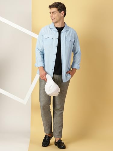 Image of Thomas Scott Men's | Solid | Full Sleeve | Regular Fit | 100% Cotton | Double Flap Pocket | Spread Collar | Casual Shirt
