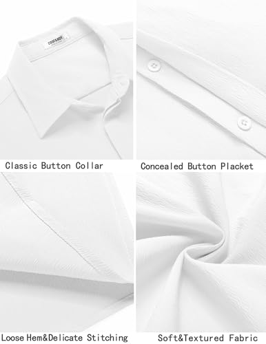 COOFANDY Men's Casual Short Sleeve Button Down Summer Beach Shirt Lightweight Textured Wrinkle Free Stretch Shirts3