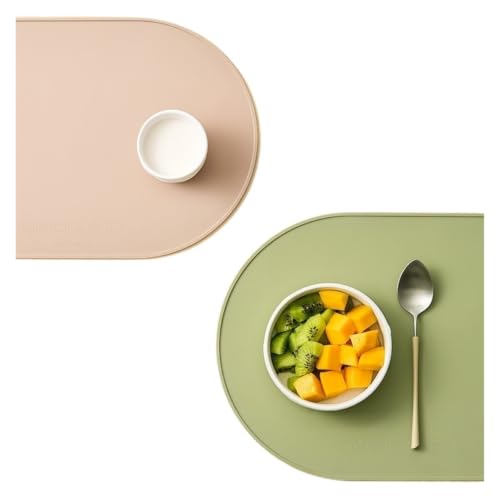 Set de table en silicone beige réutilisable et imperméable lavable - 3