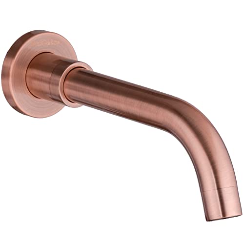 PaulGurkes Kupfer Wasserauslauf Unterputz Waschtisch Einlass Rote Bronze 21cm Wanneneinlauf Wasserauslass Rund Retro Nostalgie Zulauf