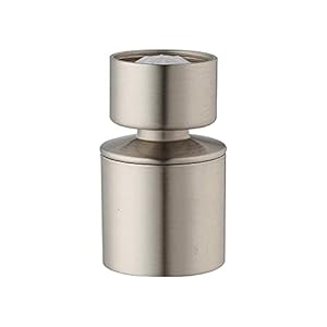 iFealClear Dual Funktion 2 Flow Wasserhahn Belüfter,Perlatoren,360-Grad-Schwenkbelüfter für Küchenspüle Dual Spray,mit Dichtung Wasserhahn Ersatzteil,‎Innengewinde-Brushed Nickel-Style1-22mm
