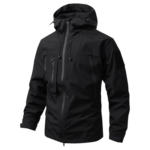 MOKBAY Chaqueta Forro Polar Hombre Negro Deportiva Y Cremallera Forro Chaquetas Militares Abrigos De Invierno para Abrigo Militar con Capucha Chaquetas Trekking Chaqueta Polar Hombre Negro M