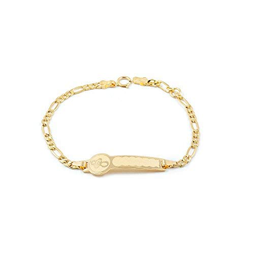 Monde Petit Bracciale per bambini targuetta pacificatore - oro giallo 18k (750) - Scatola Regalo - Certificato di garanzia